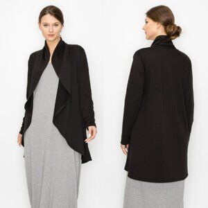 Coin 1804 Women's Long Sleeve French Terry Draped Cardigan Black Size 3X NWT